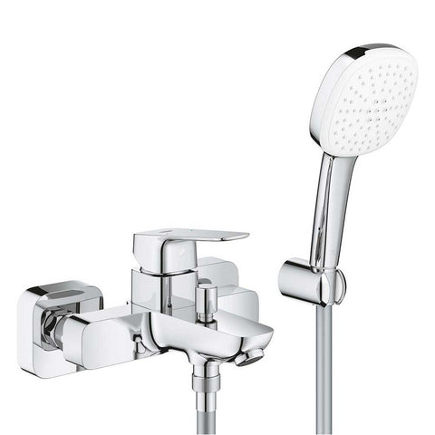 GROHE Cubeo Exposed Bath Mixer Tap with Handspray - Chrome