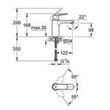 GROHE Eurosmart Cosmopolitan Basin Mixer - Medium Size