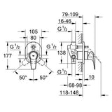 Bauflow Concealed Diverter Mixer Trim Set