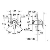 GROHE Bauflow Concealed Shower / Bath Mixer Set