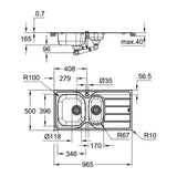 GROHE K200 Single and Half Bowl Inset Sink Stainless Steel